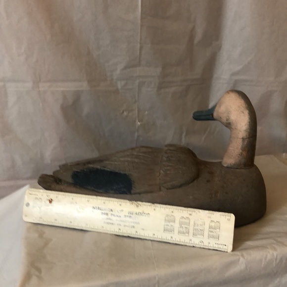 Antique duck decoy 14” long blue winged teal or mallard life sized circa 1949 - Picture 10 of 11